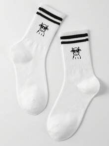 1 đôi tất unisex dài đến bắp chân dễ thương với họa tiết bò sữa đáng yêu, một đôi tất trắng sọc đen trắng đơn giản, không thể thiếu cho những ngôi nhà nông thôn, mềm mại và vui tươi, tất dành cho nữ, tất nữ, tất trắng, tất trắng hai hàng, tất nữ, tất rộng, tất unisex, tất không lộ, thấm hút mồ hôi, thoáng khí, nhanh khô, phong cách thể thao thường ngày, thích hợp làm quà tặng hàng ngày/quà tặng dự tiệc/lễ Phục Sinh/quà tặng ngày lễ/mùa hè. - Nhiều màu - Xem 11