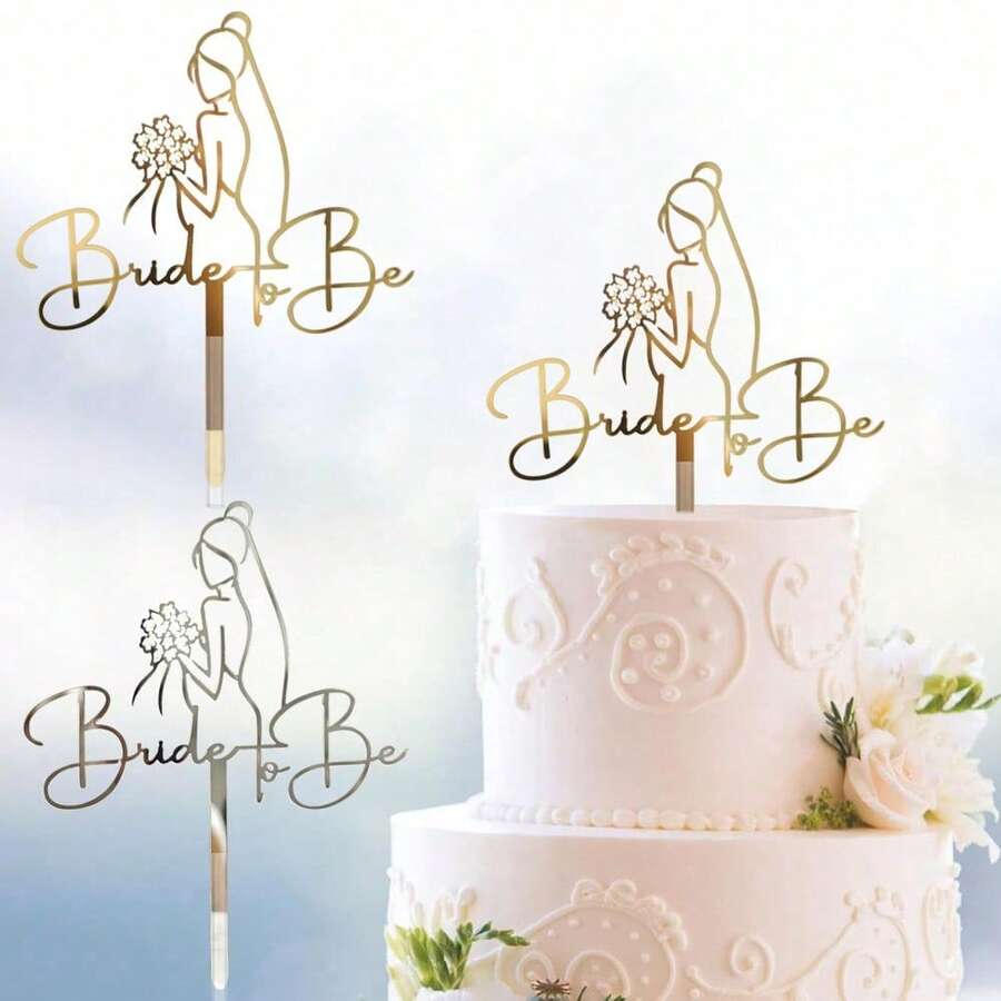 1/3/6 buah Hiasan Kue Buket Pengantin Emas/Perak, Cocok untuk Kue Pernikahan, Pesta Hari Valentine - MultiWarna - View 1