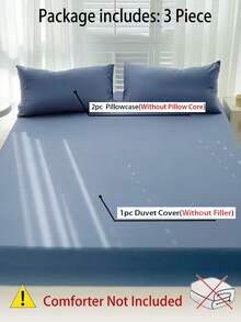 Camel Brushed Soft & Comfortable 3 PiecesBed Sheet Set - Dusty Blue - View 8