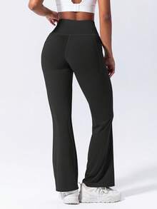 [Yoga Leggings] 4pcs High Waist Yoga  Flare Leg Leggings | 2 Pockets, Multipack Butt Lifting Tummy Control Workout Running 4 Way Stretch Cargo Sports Pants - 4pcs Leggings Set,Gym Clothes Women Set,Workout Sets - màu đen - Xem 8