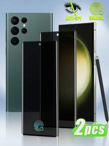 Navigator 2片装曲面防窥钢化玻璃屏幕保护膜，兼容三星Galaxy S23 Ultra，支持指纹解锁，保护隐私，防刮花，防指纹，日常防护、办公、家用手机屏幕保护膜，手机配件，隐私屏幕保护膜，防水防震防摔防刮花。 - 黑色 - 查看 13