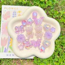 16pcs Purple Bear Shoe Charms, Purple Series Shoe Decorations, Pentagram, Bowknot Accessories, Shoe Flowers, Cute Shoe Accessories Suitable For Sandals, Beach Shoes, Garden Shoes, DIY Decoration - Purple - View 7