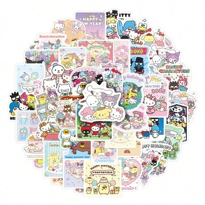 50 piezas Juego de pegatinas de gato de dibujos animados, pegatinas de conejo rosa, pegatinas de cachorro de orejas grandes, pegatinas de diablo negro, pegatinas de gato blanco, pegatinas de gato con corbata de moño, pegatinas de rana, pegatinas de cachorro amarillo, pegatinas de pingüino, recuerdos de fiesta, pegatinas impermeables, adecuadas para libros, diarios, fundas de teléfono, portátiles, tabletas, botellas de agua, excelentes para vacaciones, cumpleaños, recompensas de maestros