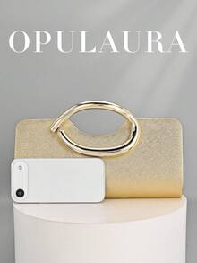 OpulAura Retro Solid Color Clutch Bag, Versatile Mini Purse, Fashionable PU Leather Handbag Suitable For Weddings, Parties, Galas, Dinners And Other Occasions - Gold - View 5