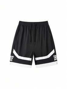 Men's Summer Casual Sports Basketball Outdoor Running Fitness Quick-Dry Shorts - Black - View 2