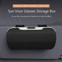 1pc Car Glasses Box Multi Functional Storage Fashion Glasses Box Car Sunshade Car Glasses Clip Ticket Box - A - View 4
