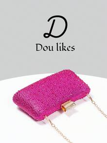 Nuevo bolso de mano de lujo con textura de burbujas en color fucsia, decorado con cristales, elegante bolso de moda para mujer, accesorio perfecto para vestidos de graduación, baile de graduación, vestidos de gala con lentejuelas y ocasiones formales, regalo ideal para mujeres - Rosa Fucsia - Ver 7