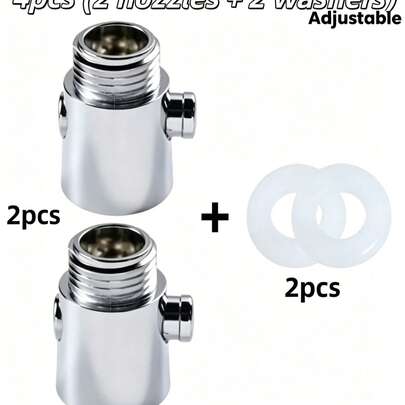 4pcs/Set Shower Head Flow Regulator Valve, One-Click Water Stop, Quick Flow Adjustment, G1/2" -Plated Universal Shower Head Flow Restrictor With Threaded Connector, Easy Installation, Suitable For Home Spa, Bathroom, Kitchen Or Commercial Use, Compatible With Standard Faucets And Most Handheld Shower Heads, Ideal For Holiday Gifts And Home Renovation