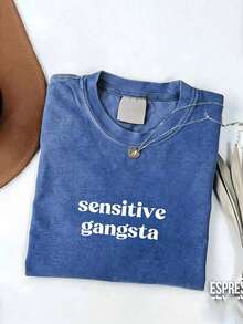 Sensitive Gangsta  Quote T-Shirt Meme God Forbid L'm A Sensitive Gangster Graphic Tee,Im  A Mommy Mamacita T-Shirt Gift For Hereaster Outfits - Màu xanh lam - Xem 15