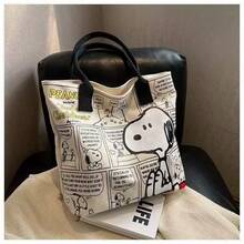 Japanese Cartoon Snoopy Canvas Tote Bag, Large Capacity Shoulder Bag For College Students, Work Commute - A - View 6