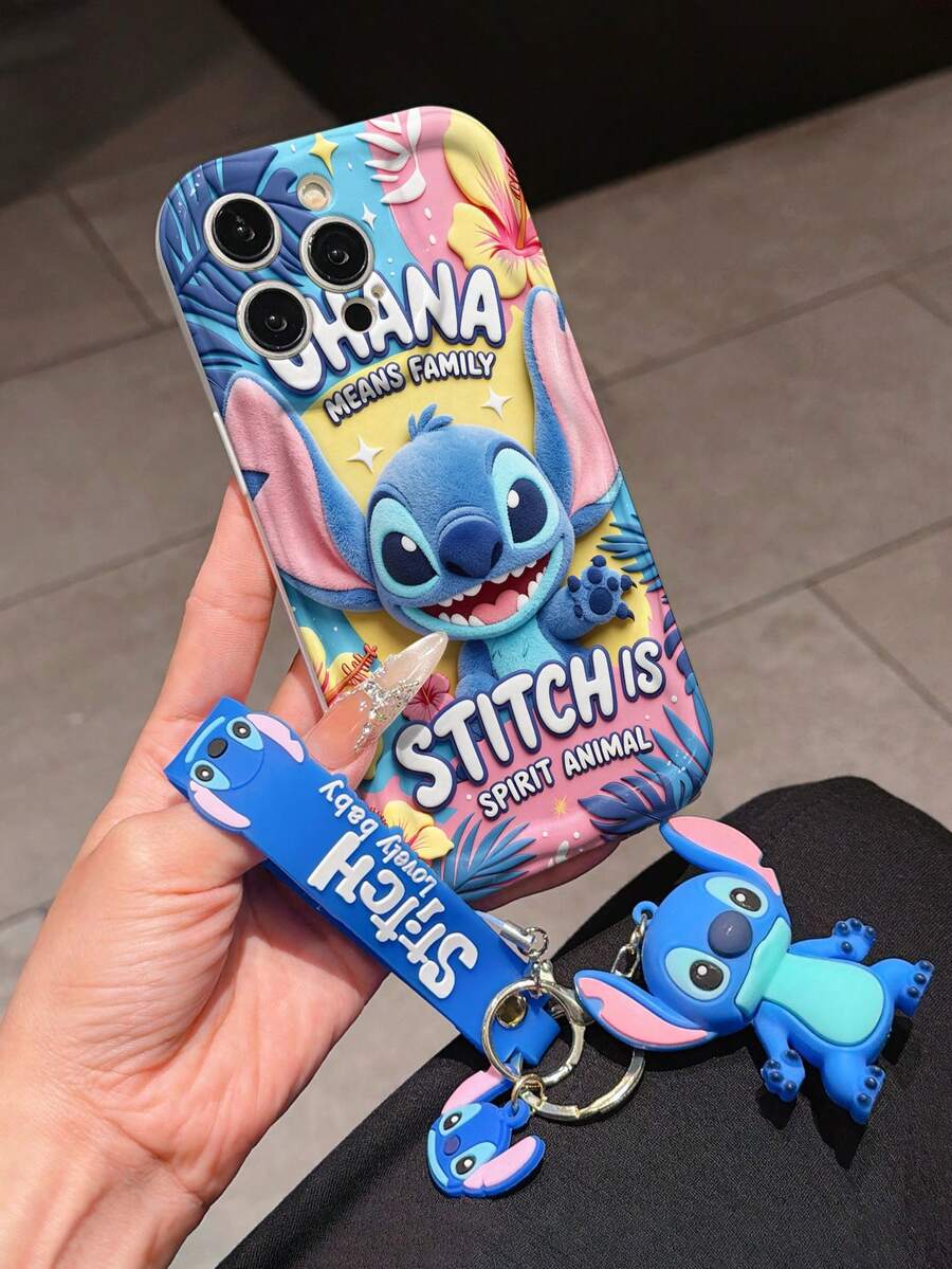 This Disney Stitch Lanyard Phone Case Is Fully Covered In TPU Material. It's Shockproof, Lightweight, And Compatible With IPhone17/16/11/13/15/15 Plus/15 Pro/15 Pro Max/12/14 Pro Max/11 Pro Max/12 Pro/12 Pro Max/13. This Phone Case Makes A Popular Birthday Gift Or Business Gift; It's Durable, Stain- And Fingerprint-Resistant, And Suitable For Both Men And Women. The Set Also Includes A Mickey Mouse Phone Case And A Stitch Plush Bracelet. It's A Perfect Gift For Friends And Family. This Stylish Phone Case Is Fun, Lightweight, And Durable. IPhone17 Pro Max Phone Case, Angel Phone Case. - trắng - Xem 1