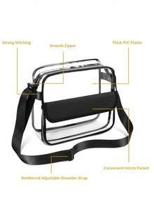 PVC透明斜挎包 防水透视拉链手提包 旅行音乐会适用 - 彩色 - 查看 5