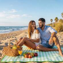 1Pc Waterproof Sandproof Beach Picnic Blanket, Extra Large Foldable Camping Mat, Moisture-Proof Tent Ground Mat For Outdoor Camping Beach Sunbathing, Camping Outdoor Essentials - Green - View 5
