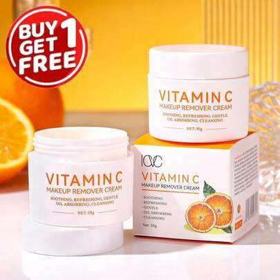 Mua 1 tặng 1, 2 chai kem tẩy trang Vitamin C, làm sạch sảng khoái, dịu nhẹ và không gây kích ứng, tẩy trang nhanh chóng hiệu quả cao, ngăn ngừa cặn trang điểm, thành phần làm tươi mát.
