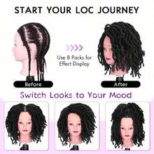 Set Of 3 Packs 8 Inch Short Faux Locs Crochet Hair Synthetic Dreadlock Crochet Hair Designed For Everyday Use Distressed Butterfly Locs For Women, Pre-Looped & Easy To Install Very Suitable For Daily Use As Well As Parties. - Multicolor - View 4