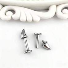 2 chiếc khuyên tai hình sừng quỷ bằng thép không gỉ, khuyên tai sụn, trang sức xỏ lỗ tai - móng xương tai - Xem 9