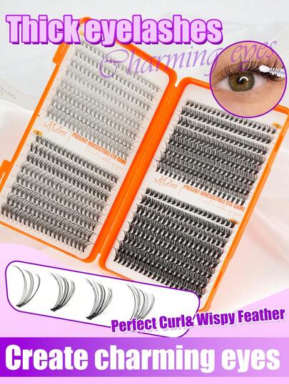 640pcs Cluster False Eyelashes Set, 10D/20D/30D/40D/50D/60D Mixed Synthetic Mink Lashes, 0.07mm Curl, 8-18mm Length, Includes Natural Look Lashes, 3D Russian Volume, Suitable For Beginners, Reusable, Essential For Home Use, Eyelash Clusters, Individual False Lashes, Ideal For Travel, Daily Wear (Suitable For Beginners), Weddings, Dates, Parties, Holidays