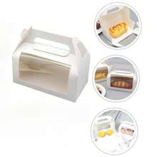 Set de 10 cajas de embalaje para rollos de pastel con ventana, adecuadas para galletas y magdalenas en fiestas y eventos - Ver 4
