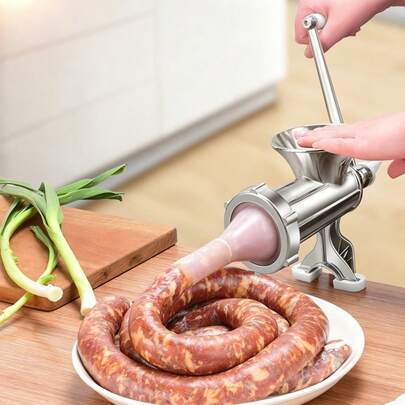 1 unidade de novo embutidor doméstico, processador de carne, processador e embutidor manual de carne/alho/pimenta.