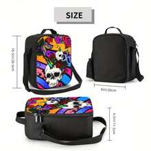 1pc Skull, Rose, Portable Reusable Cooler Bag, Cooler Bag, Insulated Lunch Bag For Camping Picnic Beach Essentials, Suitable For Home, Restaurant, Office, Worksite And Outdoor, 10.5X8X4.5In - 10.5x8x4.5in - View 3