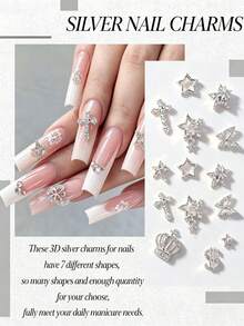 45 pièces Décorations d'art pour ongles avec strass 3D brillants, design en signe de dollar et étoiles Y2K, ensemble de bijoux de luxe scintillants pour ongles, convient pour les accessoires de manucure DIY des femmes, pour les fêtes et le port quotidien - Multicolore - Voir 2