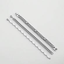 3件套可叠戴手链套装 | 皇冠吊坠 + 3款链条 | 防水饰品 | 三层叠戴手链 | 皇冠细节 + 不锈钢 | 日常、办公、街头佩戴 | 皇冠手链套装 | 链 + 钻石链 | 不褪色 - 銀色 - 查看 9