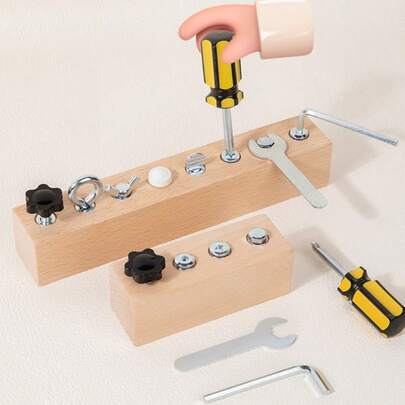 Smooth Hairless Screw & Nut Busy Board, Multi-Functional Tool Set For Fine Motor Skills Training, Montessori Educational Toy, Children's Birthday Gift