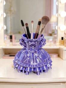 1 Stück Make-up-Pinselhalter in Prinzessinnenkleid-Form, herzförmige Schminktisch-Dekoration für Mädchen, thematischer Make-up-Pinselhalter und Stifthalter - Kunststoffmaterial, geeignet für Schminktisch, Frisiertisch-Dekoration, mit kompaktem Aufbewahrungseimer, Schreibtisch-Stifthalter, Raumdekoration, Schlafzimmer-Dekoration, Schulanfang - Verschiedenfarbig - Übersicht 6