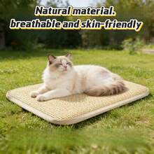 1pc High Density Woven Pet Rattan Mat, Natural Cooling Pad For Cats And Dogs, Thick And Breathable For Summer - one-size - View 2