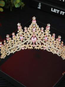 SpongeBob SquarePants Wedding Birthday Party Tiara For Women Girls - Pink Crystal Rhinestone Crown Headpiece - Pink - View 10