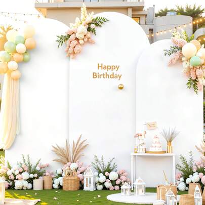 6ft, 6,6ft, 7,3ft weiße elastische Bogen-Abdeckung - elegante Blumen- & Ballon-Hochzeits- & Party-Kulisse, Polyester, Mehrfachverwendung für Geburtstage, Jahrestage und Feiern, Party-Kulisse | Elegante Dekoration | Strapazierfähiger Polyester, Hochzeitsdekoration