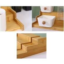Wooden Extendable Shelf 3Tier Step Jar Tin Spice Storage Rack Cupboard Organiser - A - View 4