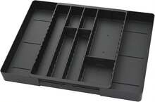 Fu Store Silverware Drawer Organizer DIY Customize Expandable Utensil Tray For Kitchen Upgraded Flatware Cutlery Holders Adjustable Plastic Tableware Storage For Spatula Spoons Forks Knives (Black) - ColorA - View 1