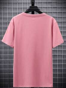 Men's Expression Print Drop Shoulder T-Shirt - Rosa - View 4