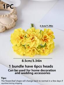 1 Buquê (6 Cabeças) de Cravos Artificiais, Materiais para Mini Guirlanda DIY com Letras, Acessórios para Caixa de Doces, Decoração de Casamento em Casa, Corsage de Pulso para Noiva, Arranjo de Cabelo, Decoração de Ano Novo, Festa de Aniversário, Presente de Dia dos Namorados, Cerimônia de Formatura - Amarelo - Ver 3