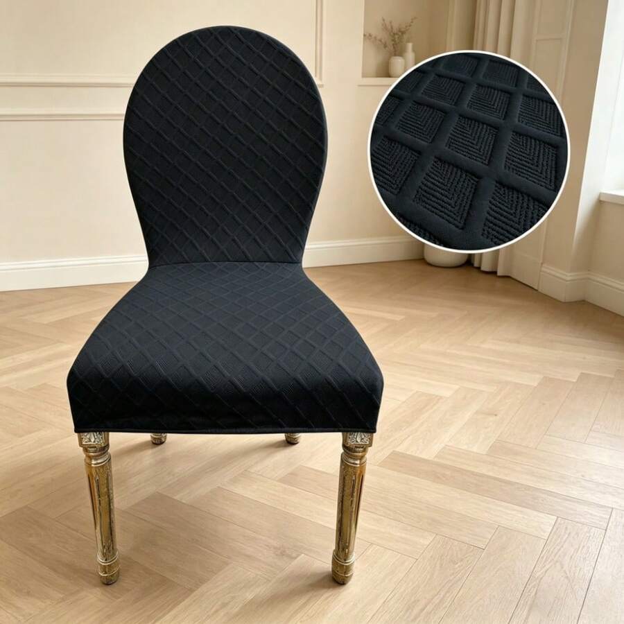 1pc Diamond Pattern Stretch Chair Cover, High Elasticity, Multiple Colors Available, Removable & Washable Anti-Scratch, Durable, Suitable For Bedroom, Living Room, Home Chair - Dark Grey - View 1