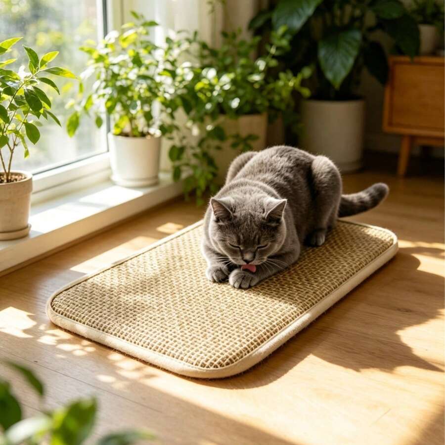 1pc High Density Woven Pet Rattan Mat, Natural Cooling Pad For Cats And Dogs, Thick And Breathable For Summer - one-size - View 1