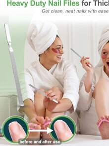 2pcs Stainless Steel Quadrilateral Matte Toe Nail Clipper, Universal Length, Durable Toe Nail File - Multicolor - View 4