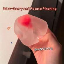 1pc Strawberry Mochi Squeeze Toy, Stress Relief, Moldable, High Aesthetic, Semi-Transparent, Soft Sticky Toy For Women - Multicolor - View 5