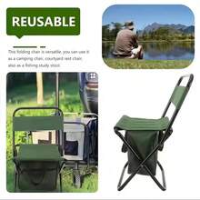 Portable Folding Moon Chair With Backrest, Lightweight Outdoor Folding Chair With Cooler Bag, Camping Chair, Beach Fishing Chair - Multicolor - View 6