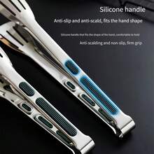1pc Stainless Steel Multifunctional Barbecue Tongs, Metal Food Clip With Non-Slip Comfortable Handle, Suitable For Outdoor Grilling, Parties And Kitchen Use - Great For Searing Steaks, Salads And Desserts - Kitchen Tool - Multicolor - View 10