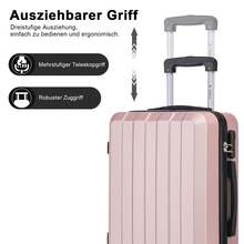 YONSLY Suitcase 16/20/24/28 Inch With 4 Wheels, 360° Combination Lock, Mesh Compartment, Soft Rubber Handle, Lightweight, Shockproof Trolley Suitcase, Carry-On Hard Shell Suitcase - Rose Gold - View 6