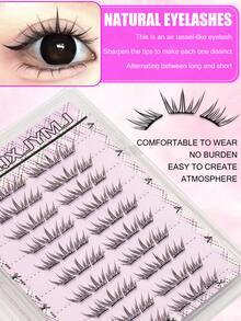 60 Clusters Black Cartoon Style False Eyelashes, Natural Soft And Comfortable, Not Easily Falling Off, DIY Cartoon Eyelashes, Naturally Enlarging Eyes, Cluster Segmented False Eyelashes - C - View 2