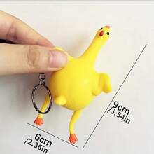 12pcs,Fun Keychain, Creative Squeeze-To-Lay-Egg Chick Toy Key Ring, Surprise Soft Rubber. - Multicolor - View 4