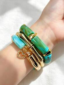 Bộ 3 vòng tay xếp lớp nhiều lớp phong cách Bohemian, phụ kiện đeo tay quyến rũ lãng mạn dành cho nữ, thích hợp cho kỳ nghỉ. - Bô-hê-miêng - Xem 7