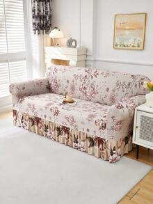 1pc Slip-Resistant Elastic Decorative Sofa Cover, Milk Silk Fabric Floral Print Skirt Design, Fit For Single/Double/Three/Four Seater Sofa, Pet-Friendly, Colorful, Suitable For Spring/Summer/Autumn/Winter - Multicolor - View 6
