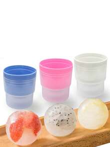 1pc/2pcs Transparent Round Mold, Round Transparent Ice Ball Maker, Portable Ice Ball Maker, Suitable For Whiskey Cocktails, Fruit Ice Pops, Iced Tea, Cocktails, Beverages, Ice Cream - Multicolor - View 3