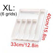 1pc Silver Drawer Organizer Box, Suitable For Small Drawers, Kitchen Utensil Organizer Box For Forks And Spoons, Cutlery And Tableware Storage Tray, Japanese Style Cabinet Organizer With Dividers For Chopsticks, Knives And Forks, Plastic Compartment Storage Organizer - Multicolor - View 16