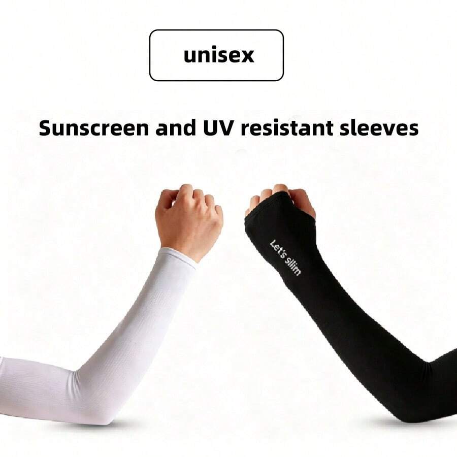 KUYILIAN 1 đôi ống tay giữ ấm chống tia UV bằng lụa băng, thoáng khí, thích hợp cho hoạt động ngoài trời như đạp xe, lái xe, du lịch, unisex. - A - Xem 1