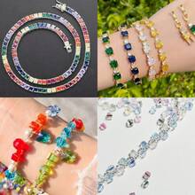 90-163 piezas Cuentas facetadas multicolor, cuentas sueltas para hacer joyas DIY como pulseras, collares, tocados, pendientes, suministros de artesanía de cuentas hechas a mano - Cuentas de vidrio hechas en casa - Ver 8